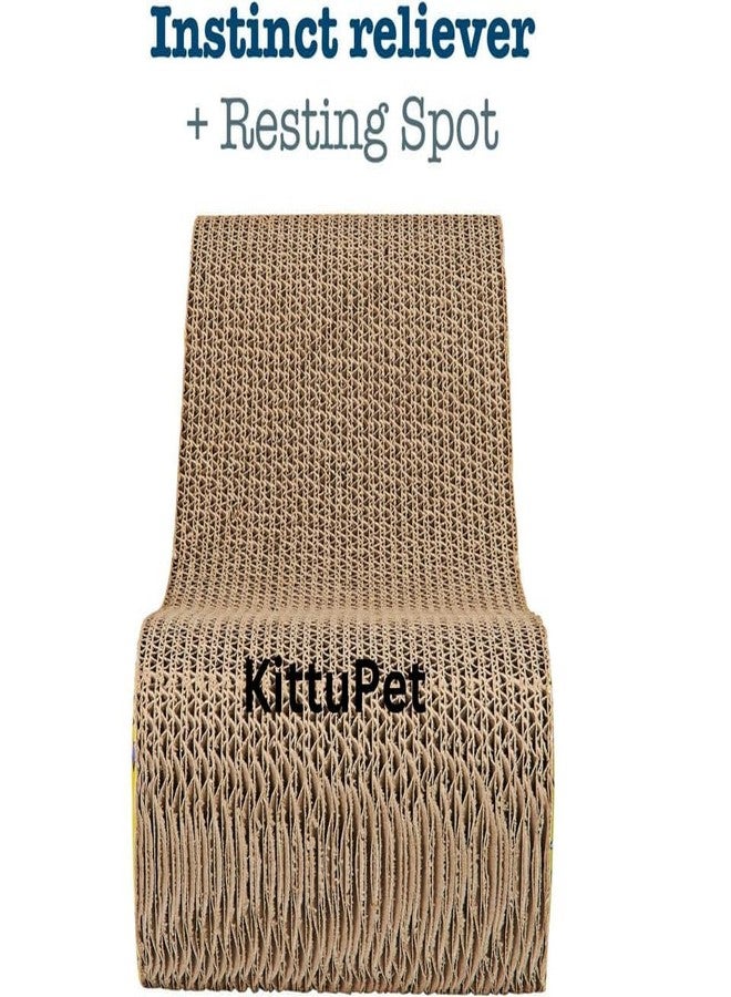 KittuPet Cat Scratcher, Cat Cardboard Bed, Cat Sofa for Indoor Cats, Scratching Lounger, Couch with Catnip, Recycle Corrugated Large Lounge, Pack of 1 - Image 3